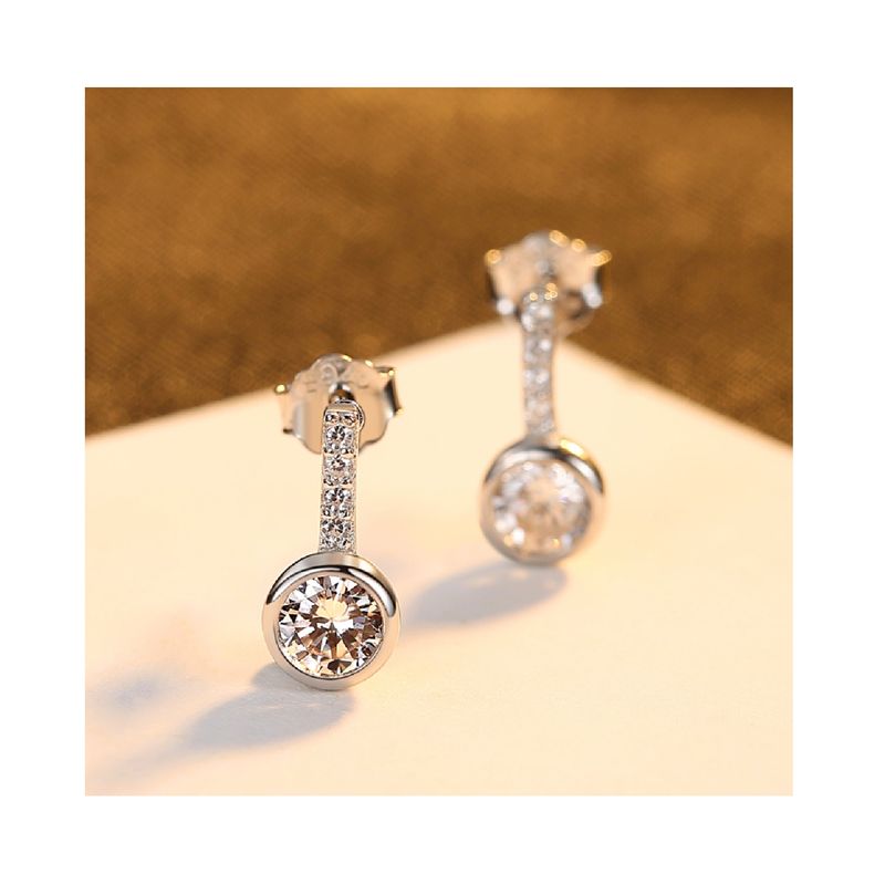 SILVER HEART - Aros Círculo y Barra con Circones en Plata Fina 925 SILVER HEART