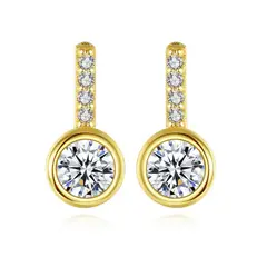 SILVER HEART - Aros Círculo y Barra con Circones en Plata Fina 925