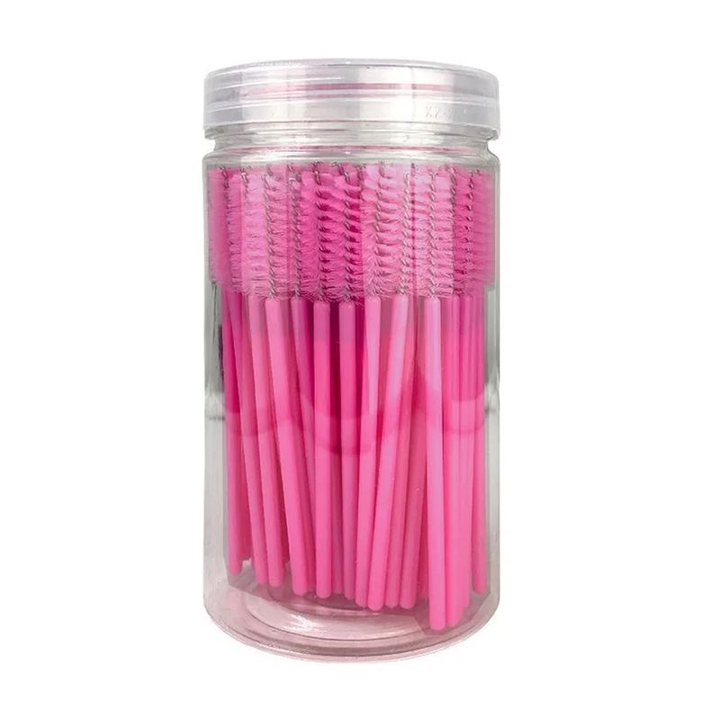 GENERICO - Set de 100 Brochas Cepillos para Pestañas Fucsia