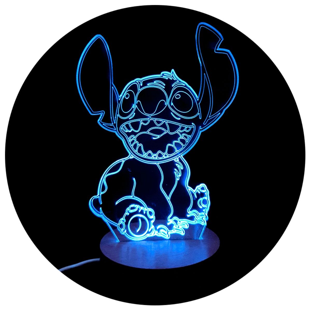 3DILUTION - Lámpara de Mesa Stich Feliz Base Madera