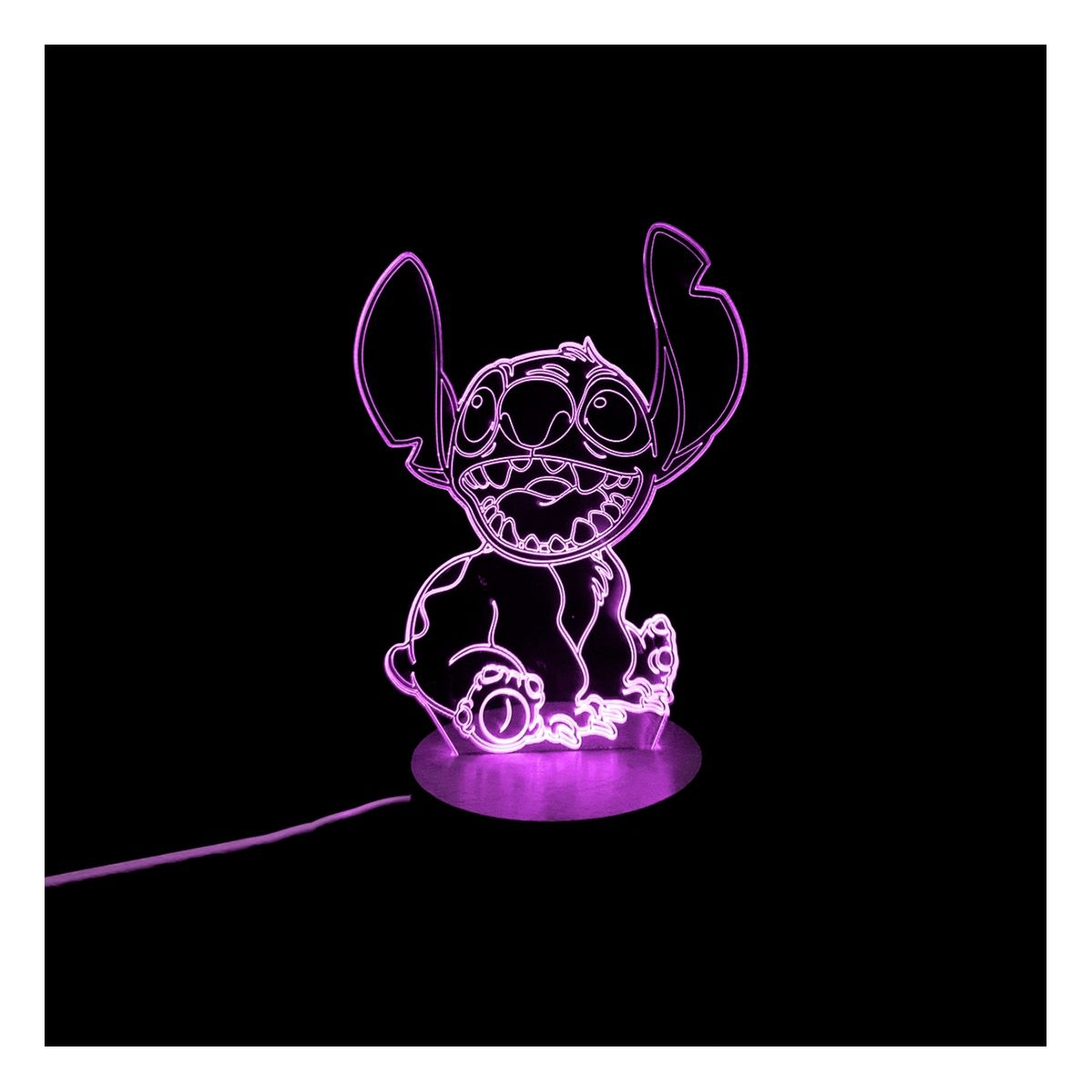 3DILUTION - Lámpara de Mesa Stich Feliz Base Madera