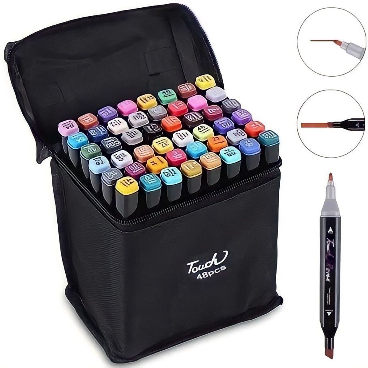 TOUCH - Set 48 Plumones Doble Punta Incluye Bolso