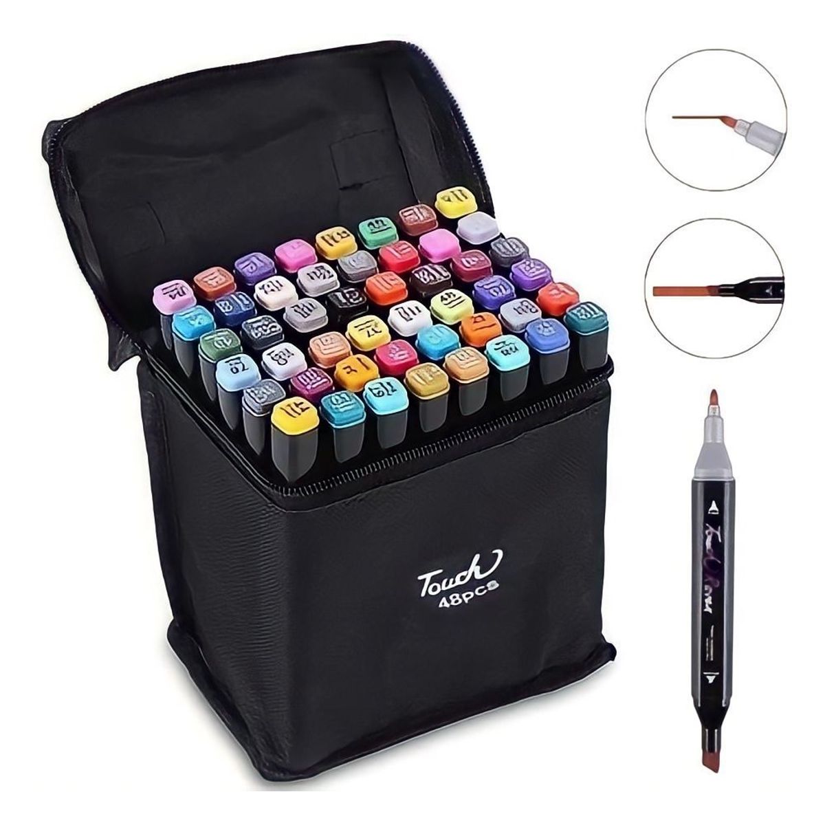 TOUCH - Set 48 Plumones Doble Punta Incluye Bolso