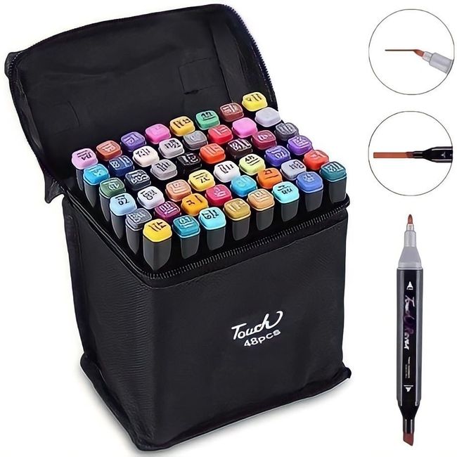 TOUCH - Set 48 Plumones Doble Punta Incluye Bolso