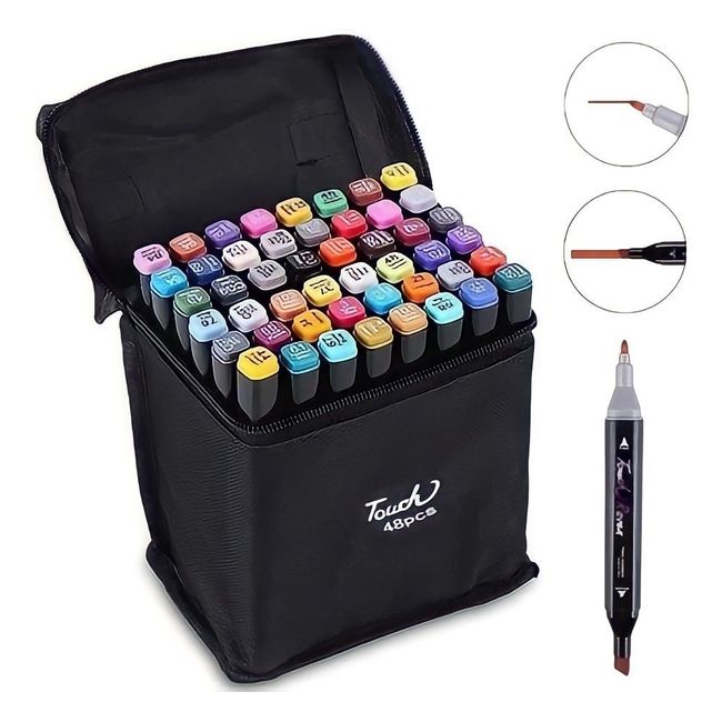 TOUCH - Set 48 Plumones Doble Punta Incluye Bolso