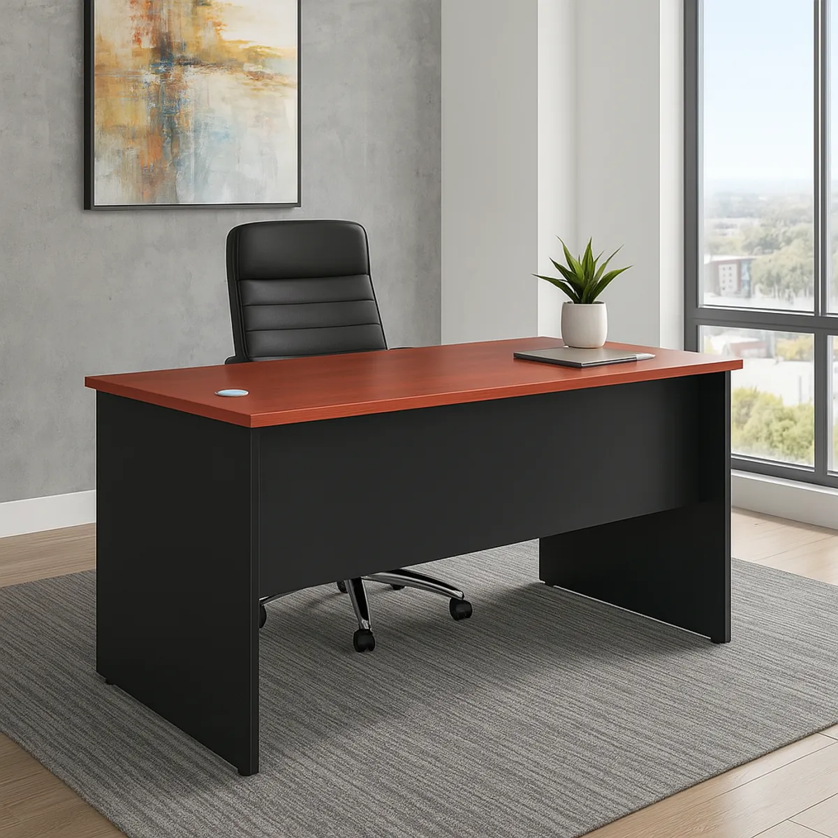 MSA MUEBLES SANTA ANA - ESCRITORIO RECTO 120 ESR120 CEREZO CON NEGRO