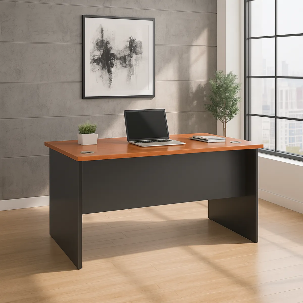 MSA MUEBLES SANTA ANA - ESCRITORIO RECTO 140 CM COLOR PERAL CON GRAFITO