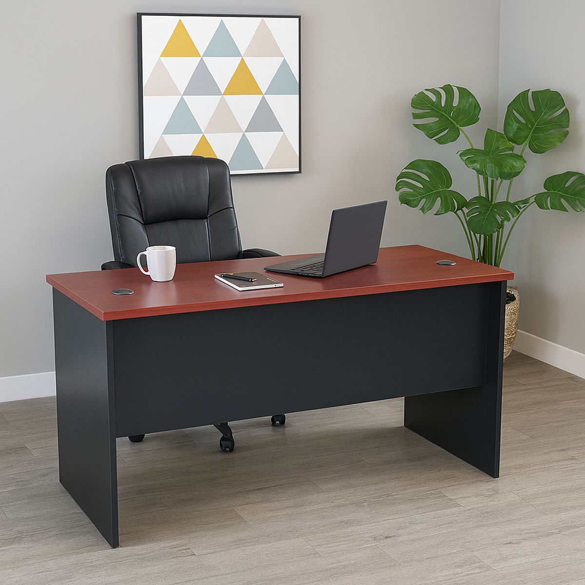 MSA MUEBLES SANTA ANA - ESCRITORIO RECTO 140 CEREZO con NEGRO