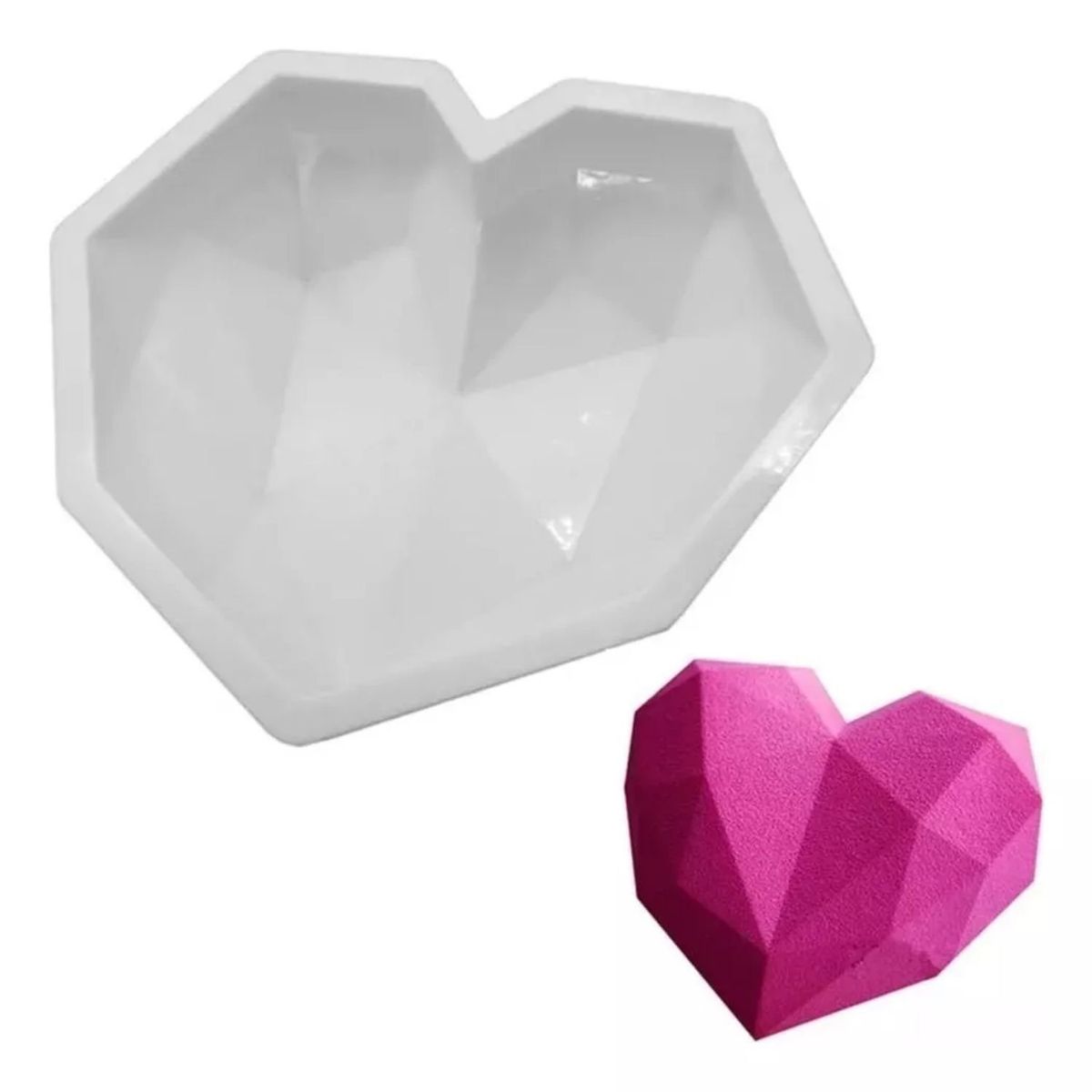 GENERICO - Molde Corazón Diamante Silicona Grande Chocolate Geométrico