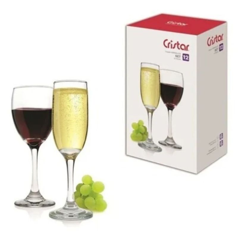 GENERICO - Set 12 Copas Vino Tinto Y Champagne Cristar