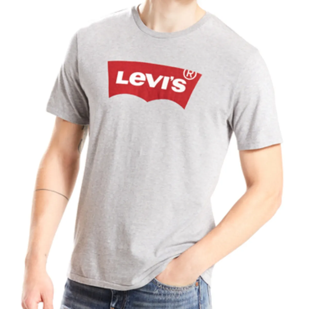 LEVIS - Polera Hombre Regular Fit Lisa con Logo Gris Levis