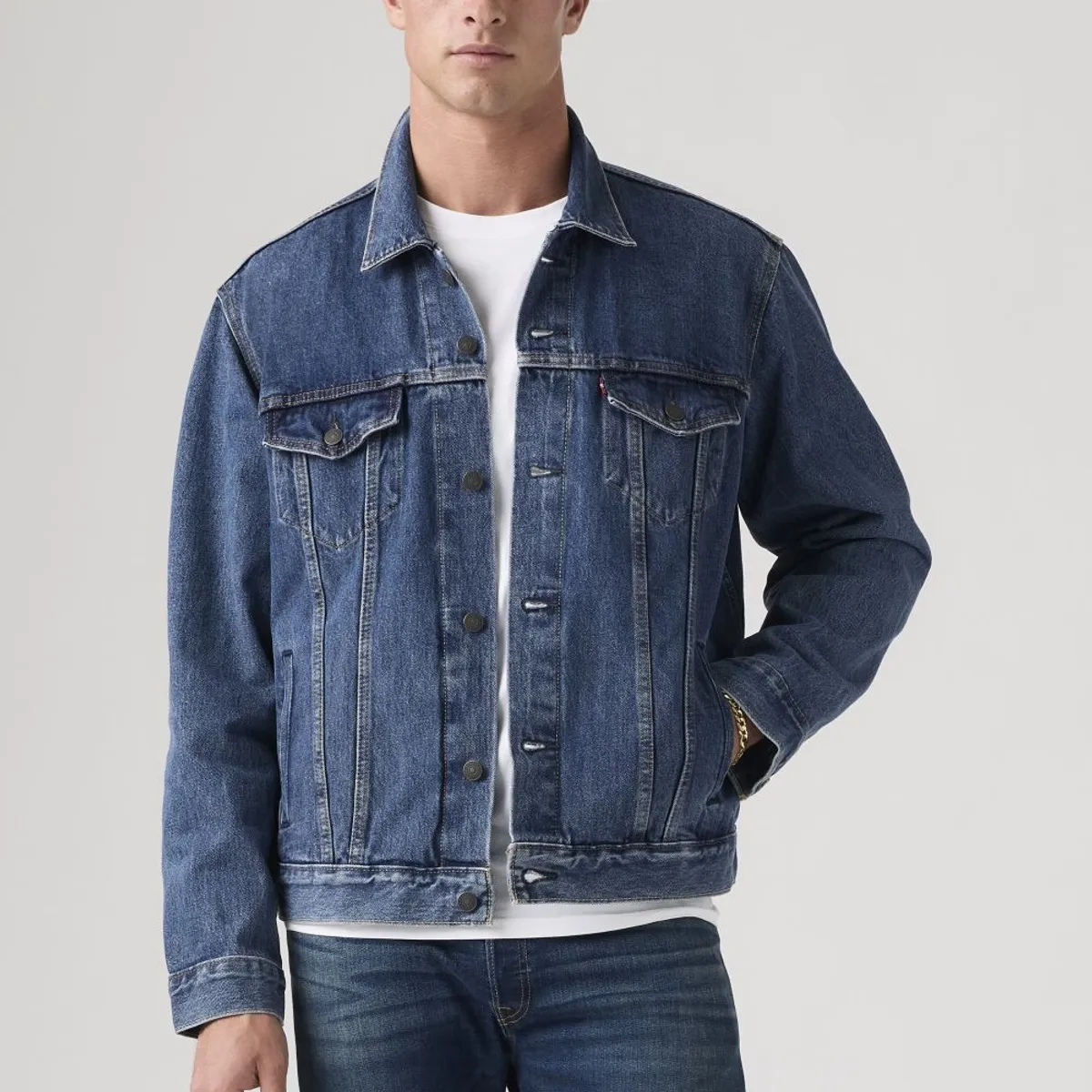 LEVIS - Chaqueta Hombre Regular Fit Clásica Cuello Punta Azul Levis