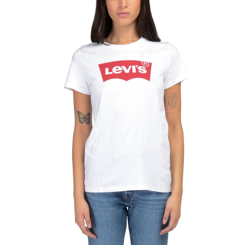 LEVIS - Polera Mujer Regular Fit Lisa con Logo Batwing Blanco Levis
