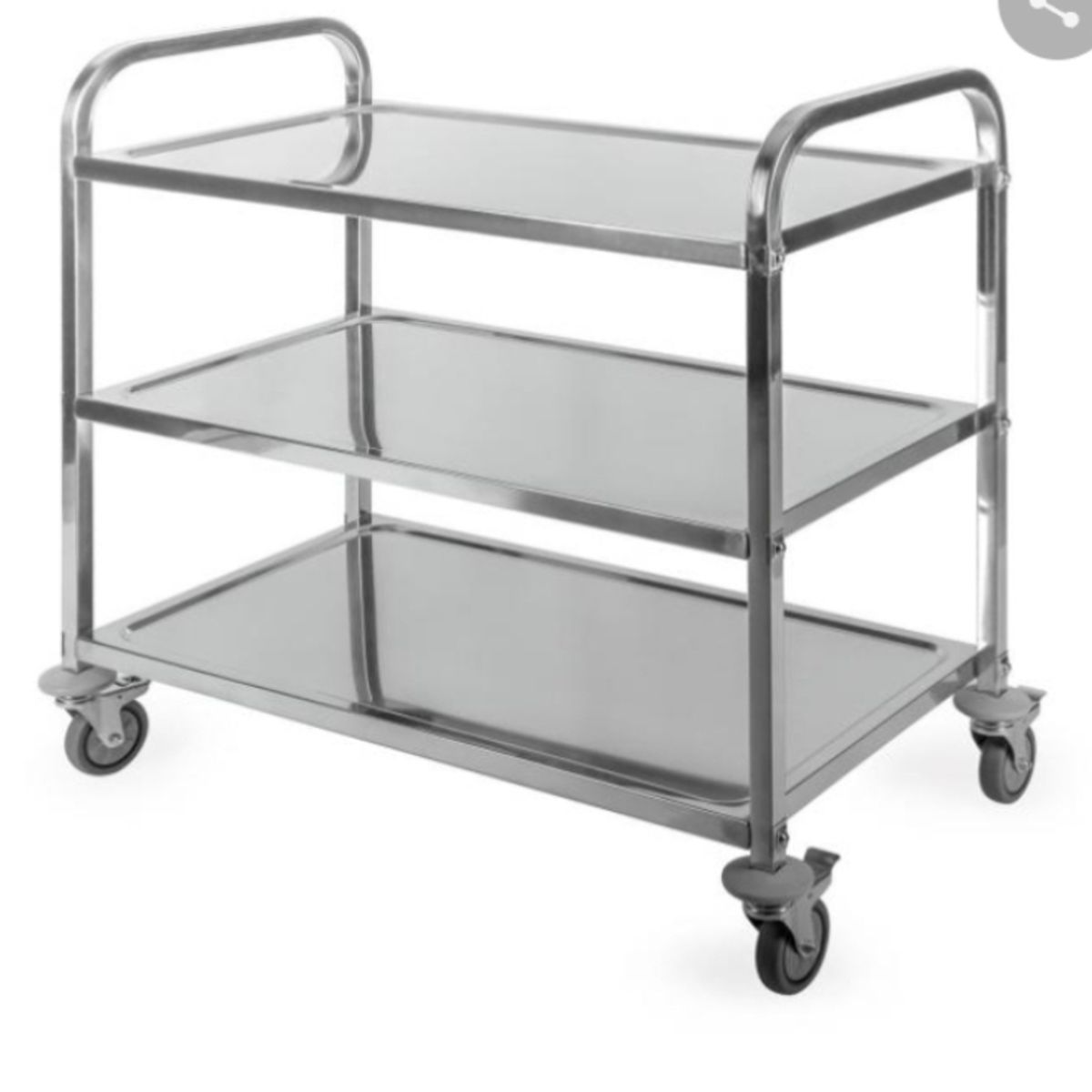 GENERICO - CARRO BANDEJERO DE SERVICIO DE 3 NIVELES EN ACERO INOXIDABLE