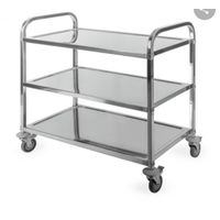 CARRO BANDEJERO DE SERVICIO DE 3 NIVELES EN ACERO INOXIDABLE