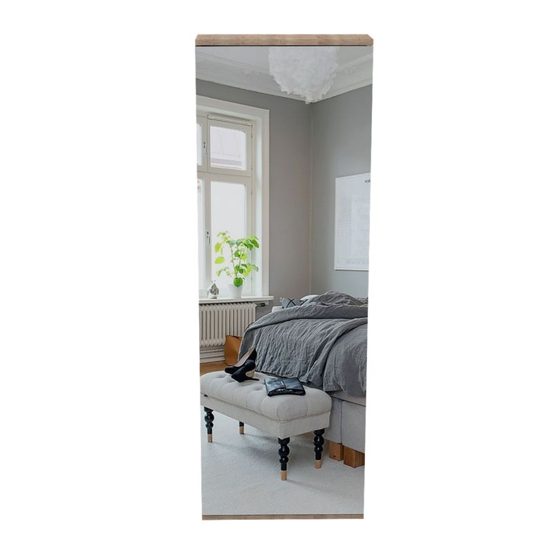 FMFURNITURE - Zapatero 1 Puerta Con Espejo - Café Claro 138x47x17.6 cm
