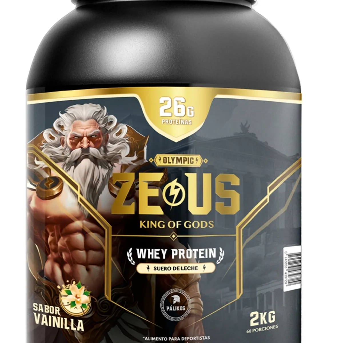 PALIKOS FITNESS - 100 Whey Protein Zeus 2kg Vainilla- 60 servicios