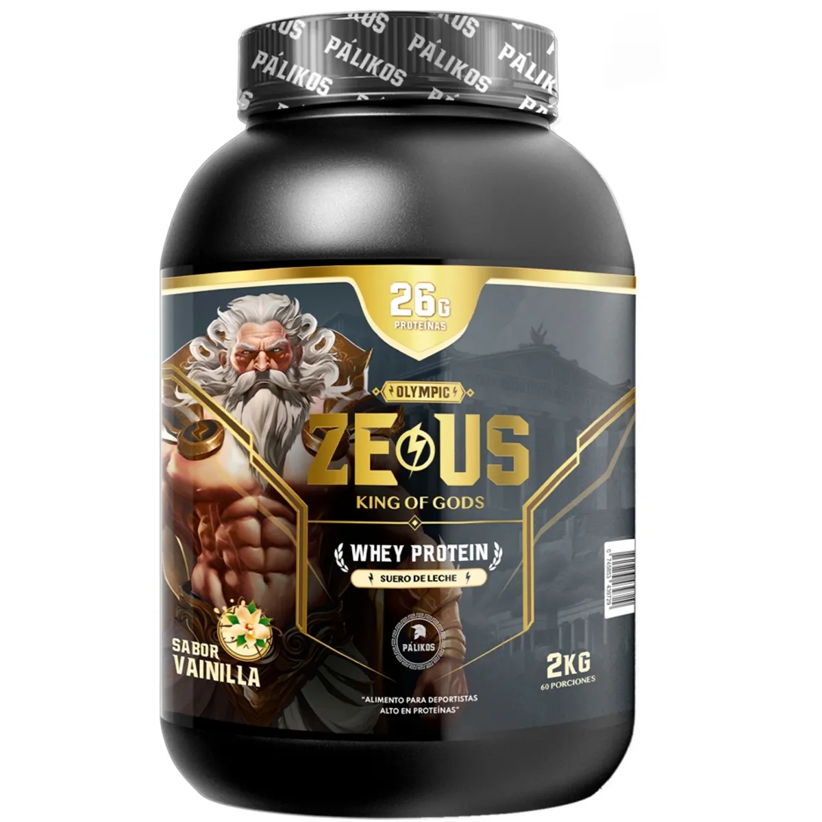 PALIKOS FITNESS - 100 Whey Protein Zeus 2kg Vainilla- 60 servicios