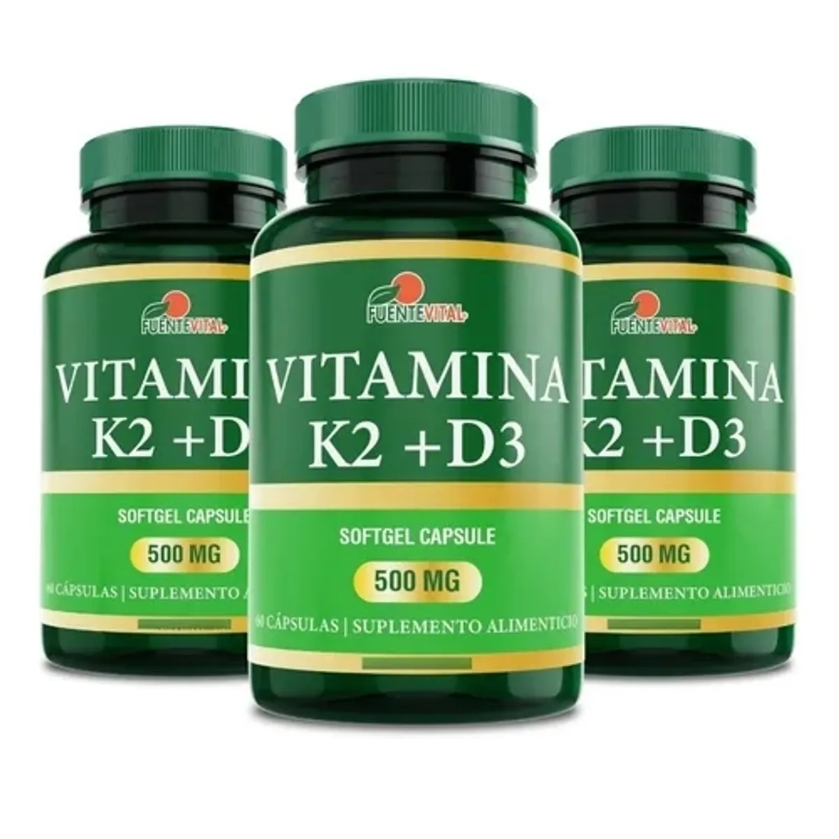 FUENTEVITAL - VITAMINAS K2 + D3 Fv 180 Capsulas SoftGel 3x60.  Salud Osea