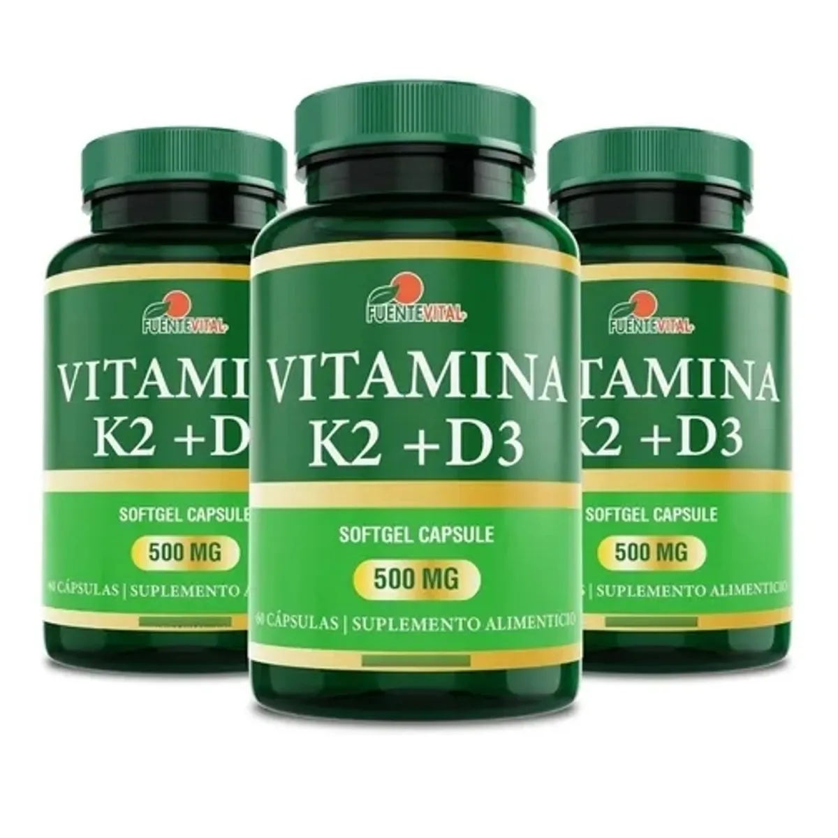 FUENTEVITAL - VITAMINAS K2 + D3 Fv 180 Capsulas SoftGel 3x60.  Salud Osea