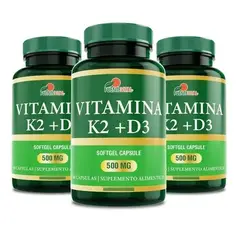 FUENTEVITAL - VITAMINAS K2 + D3 Fv 180 Capsulas SoftGel 3x60. Salud Osea