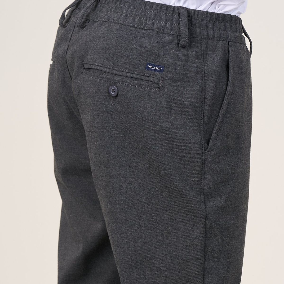 POLEMIC - Pantalón escolar pretina elasticada SLIM FIT Gris Polemic