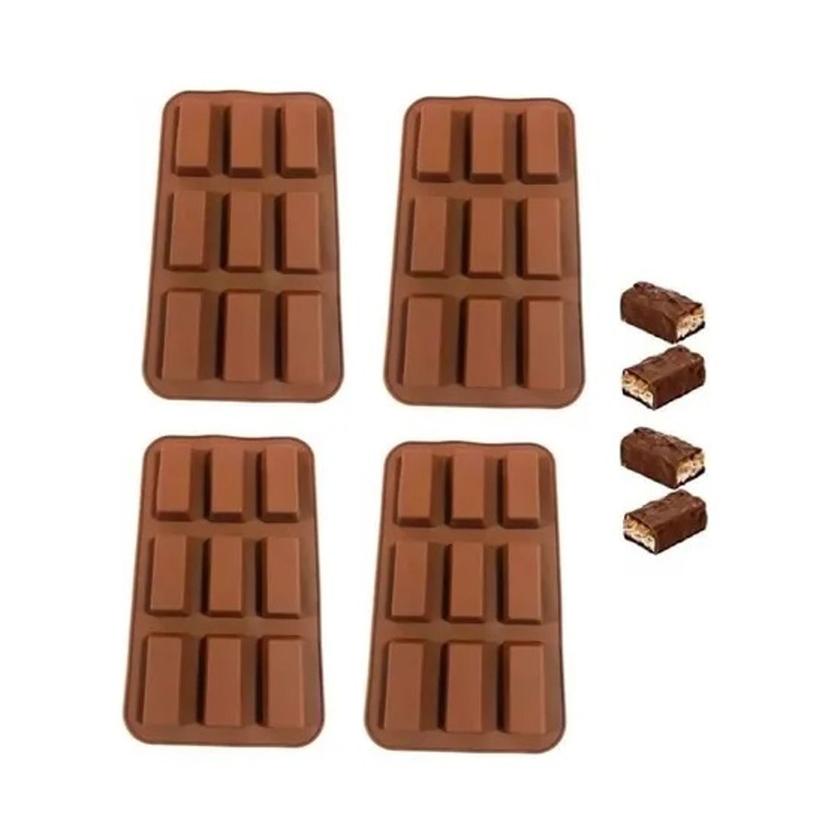 PASTELERIUS - X4 Moldes Silicona Chocolate Molde De Silicona Barra Cereal Moldes Silicona Barra Chocolate Molde