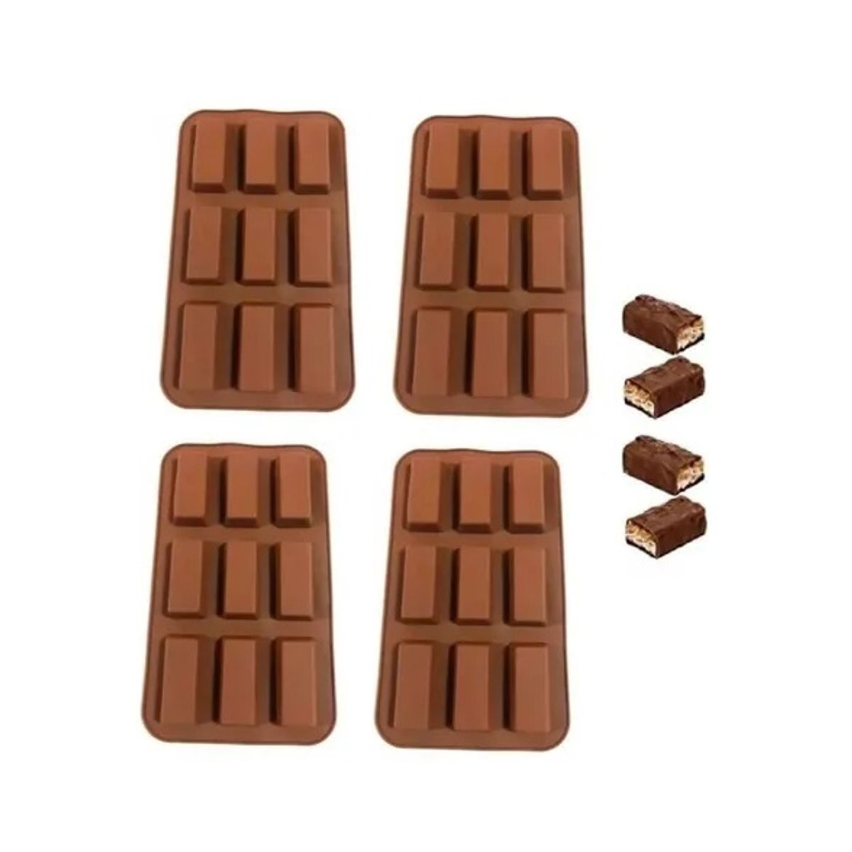 PASTELERIUS - X4 Moldes Silicona Chocolate Molde De Silicona Barra Cereal Moldes Silicona Barra Chocolate Molde