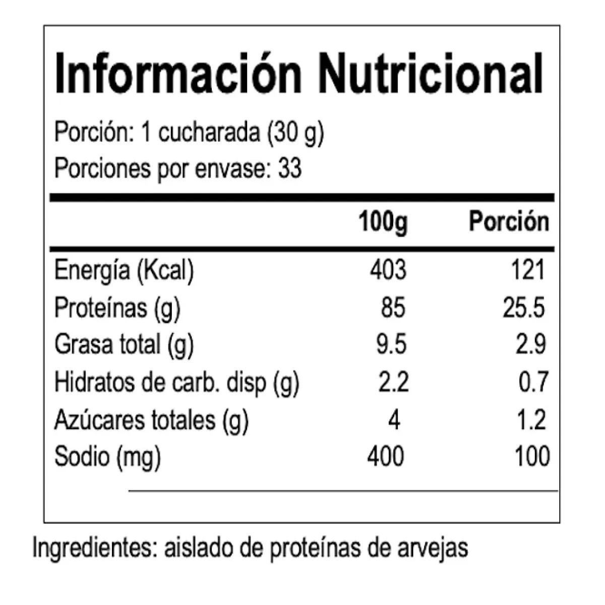 GENERICO - Proteína Pea Aislada Vegana 1kg Personal Protein