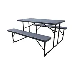 NORTHWEST - Set Mesa Y Bancos Plegables 137x70x72Cm Diseño Madera