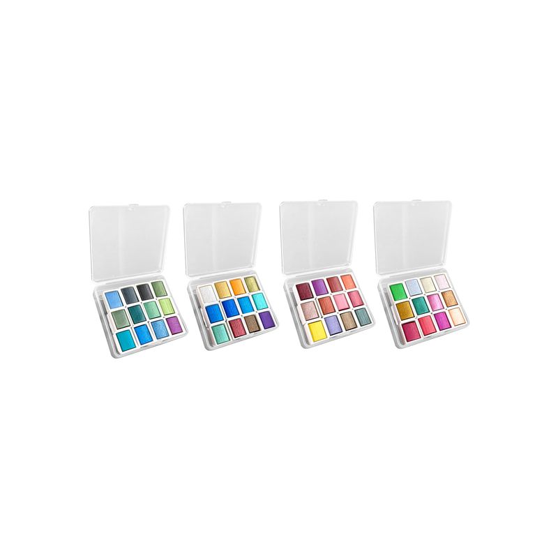 GENERICO - Set Acuarela Solida 48 Colores Metalicos Nacarada