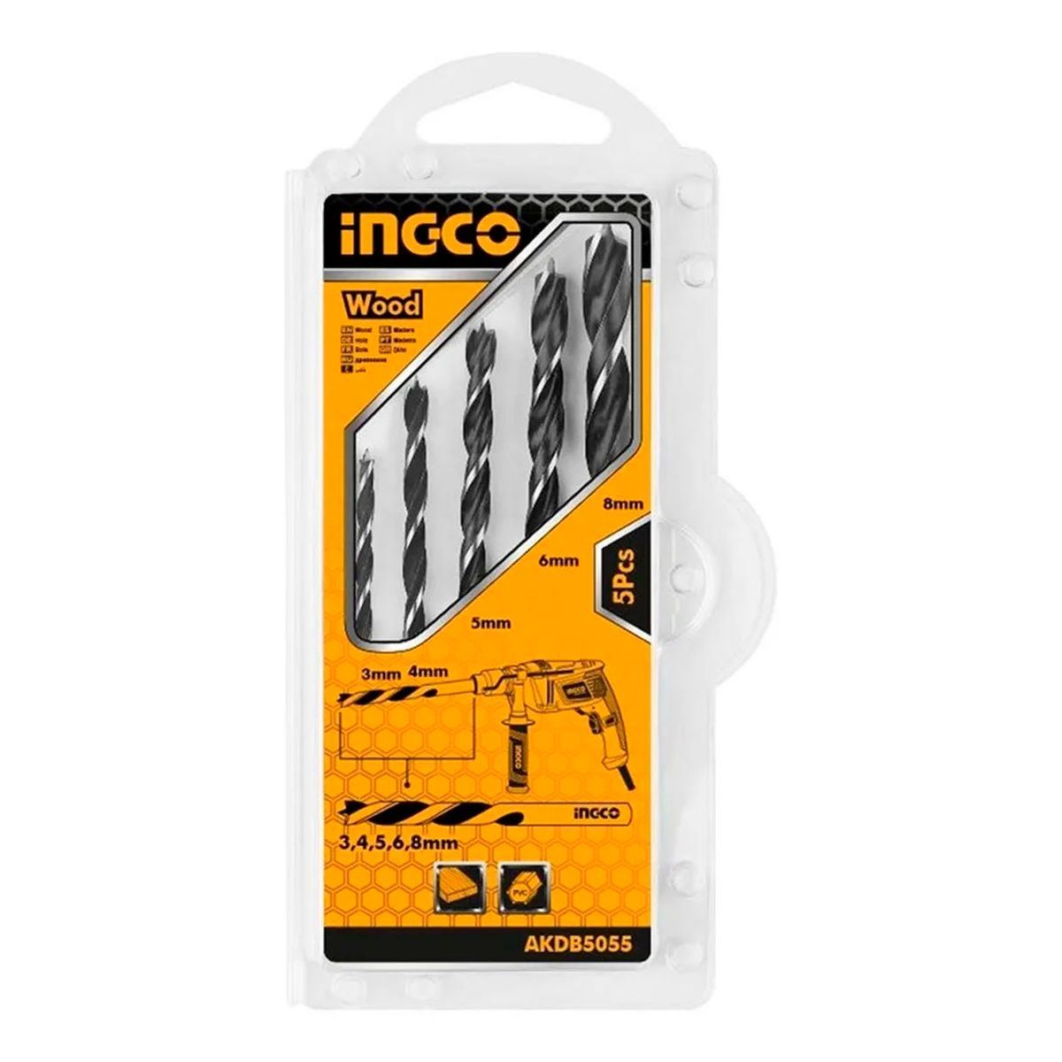 INGCO - Kit Set Juego Brocas Para Madera 5 Piezas Ingco Akdb5055