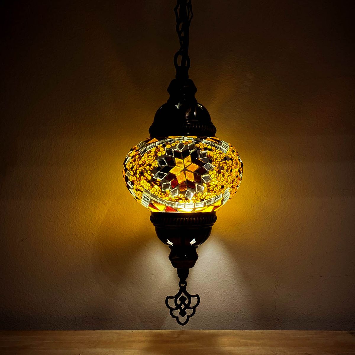 TURKUAZ - Lámpara turca colgante S Evren ambar