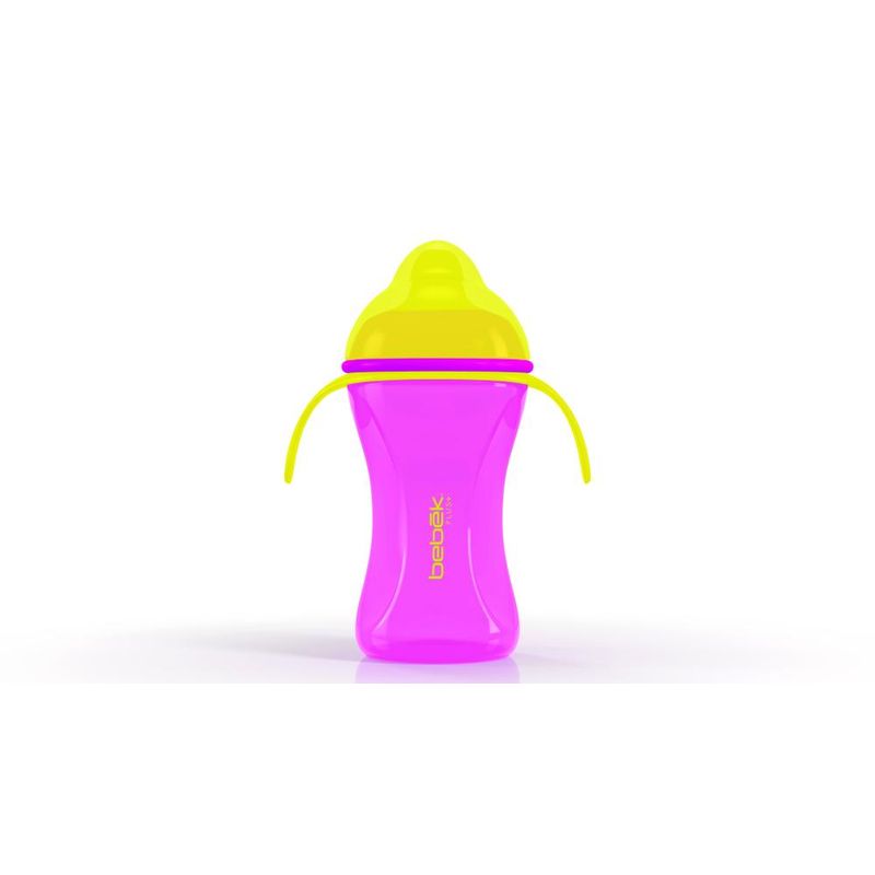 BEBEK - Vaso de entrenamiento Plus 240ml con Asas - Valvula de Silicona SenseFlo™ - Rosa