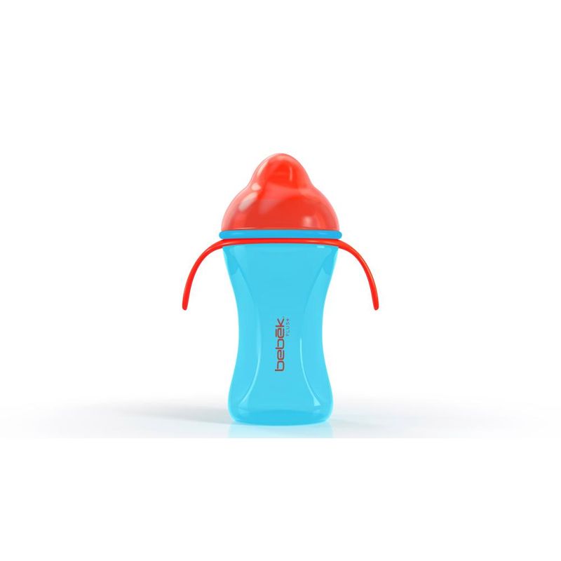 BEBEK - Vaso de entrenamiento Plus 240ml con Asas - Valvula de Silicona SenseFlo™ - Celeste
