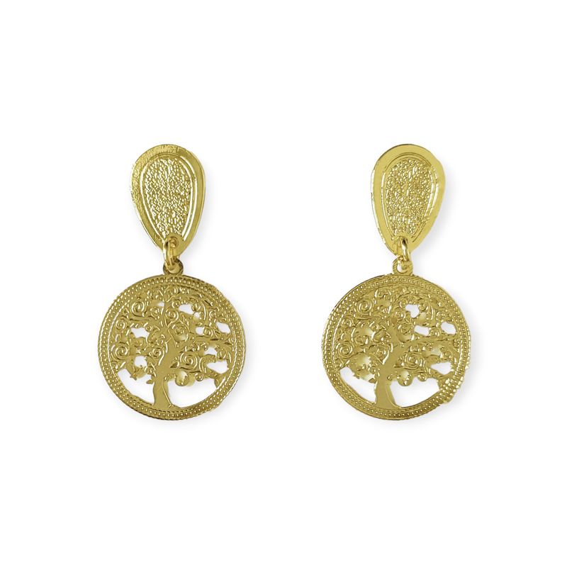 ANDREA COGGIOLA JOYAS - Aros Árbol de la Vida Enchapado Oro 18K