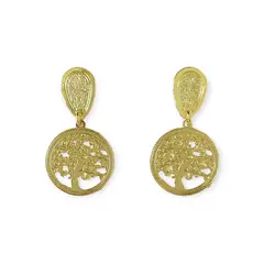 ANDREA COGGIOLA JOYAS - Aros Árbol de la Vida Enchapado Oro 18K