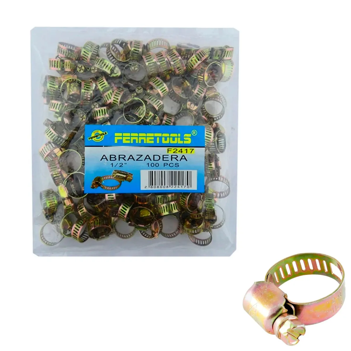 GENERICO - Set Abrazaderas 1/2 Metalicas Manguera Jardin - 100 Unidades