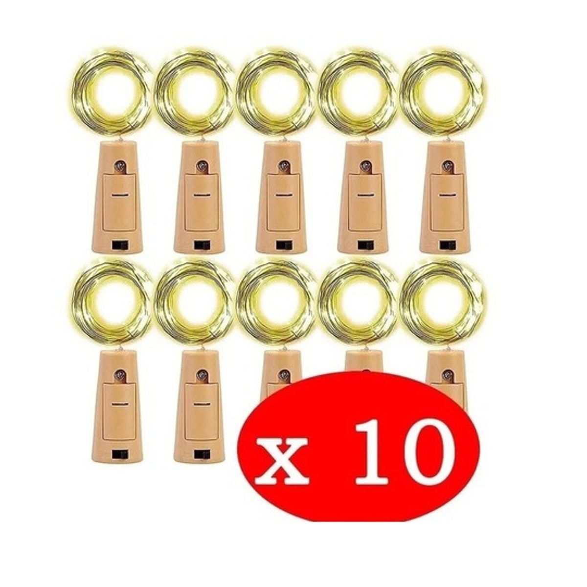 GENERICO - Pack x10 Corchos Cálidos Alambre Hada Boda Decorativos