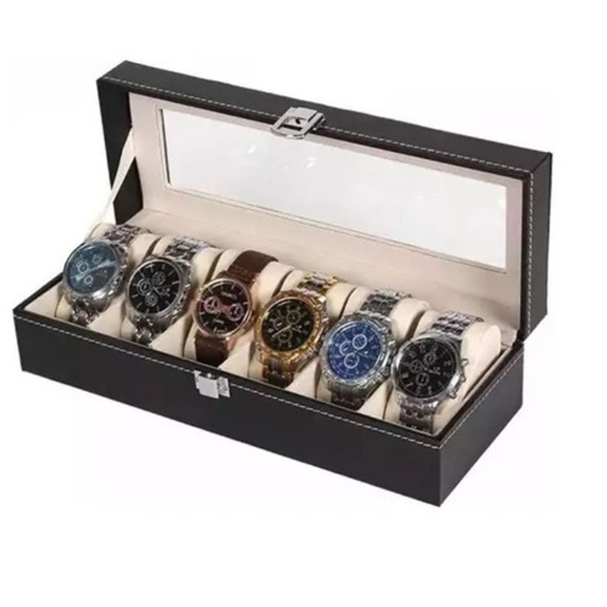 GENERICO - Caja Estuche Organizador Para 6 Relojes
