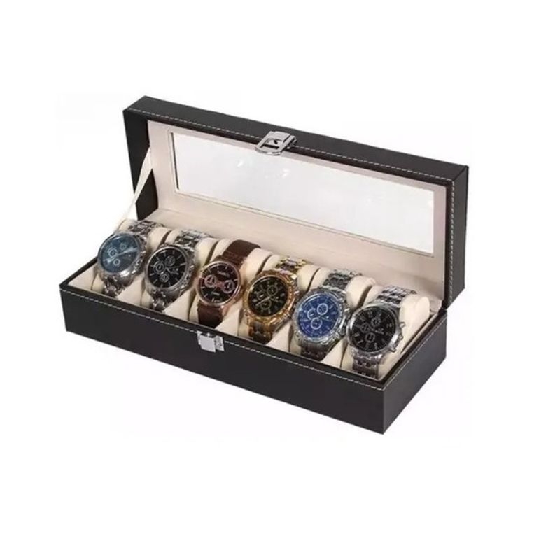 GENERICO - Caja Estuche Organizador Para 6 Relojes