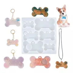 GENERICO - Molde Set 6 Placas en Forma de Hueso para Resina Epoxica