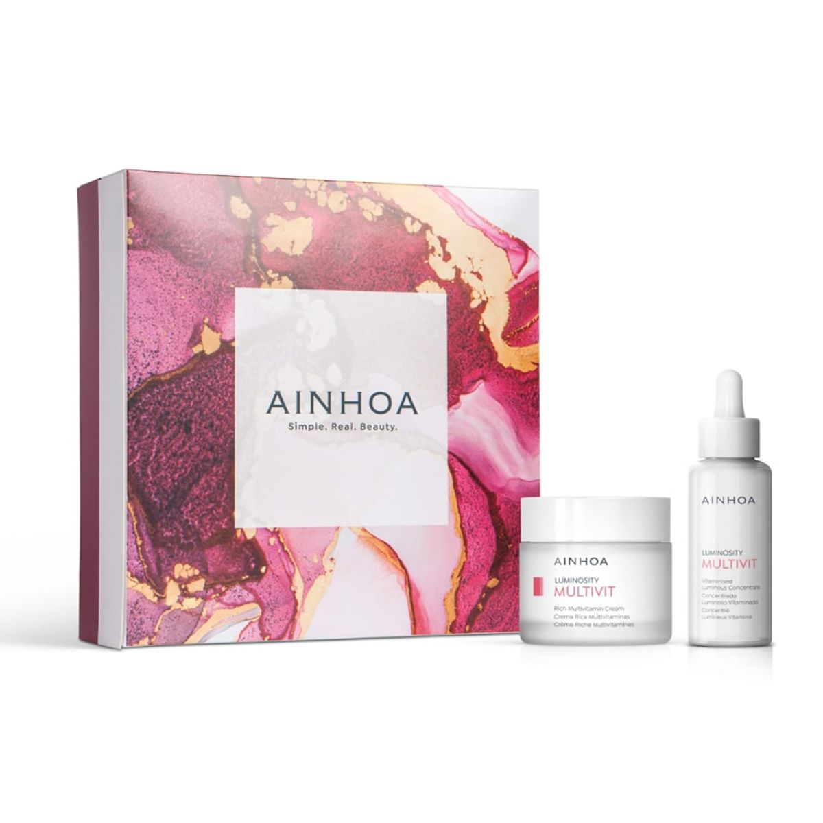 AINHOA - Set Luminosidad Total, Crema Rica Luminosidad Multivitaminas  Sérum