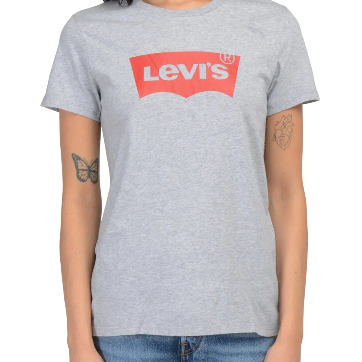 LEVIS - Polera Mujer Regular Fit Lisa con Logo Batwing Gris Levis