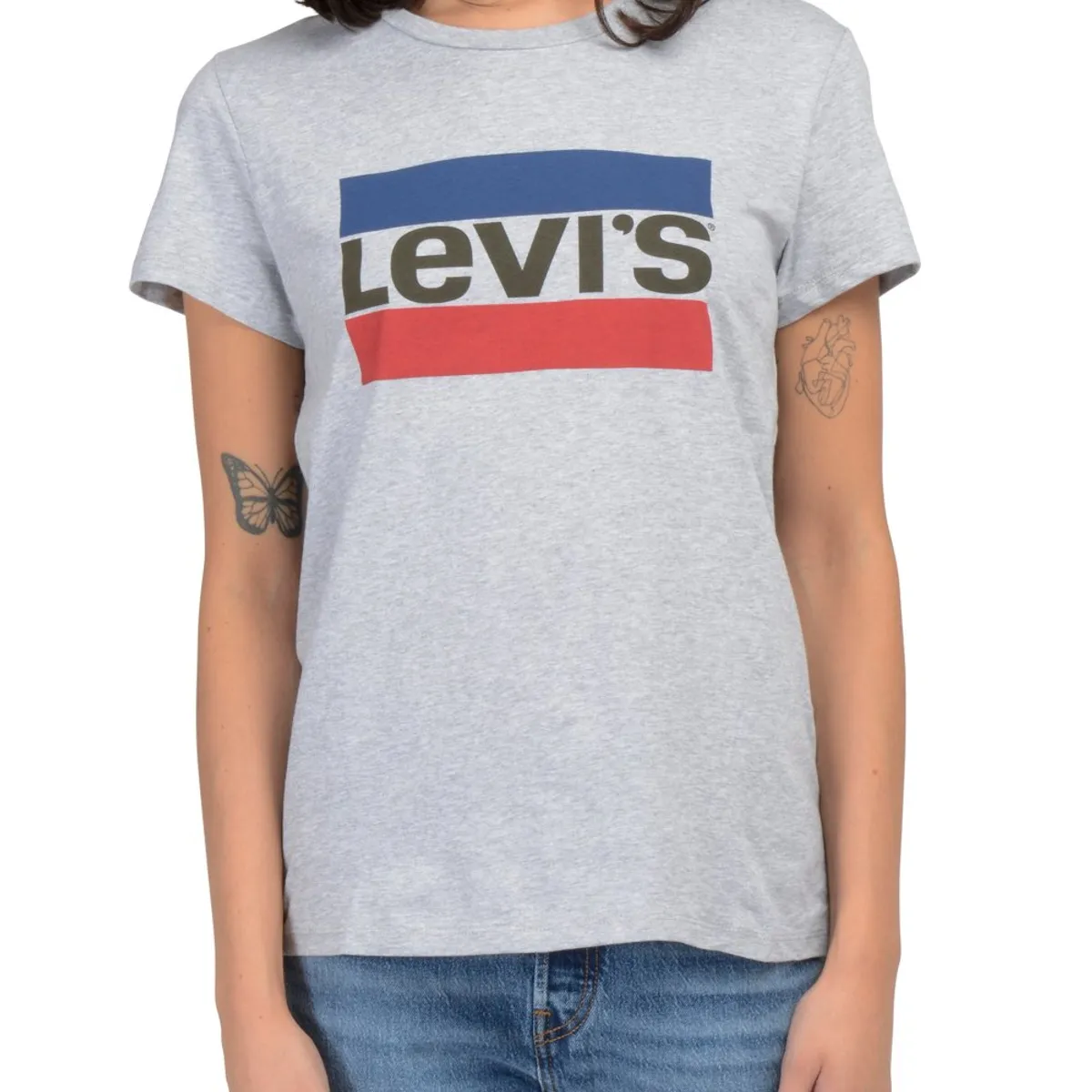 LEVIS - Polera Mujer Regular Fit Lisa con Logo Sportswear Gris Levis