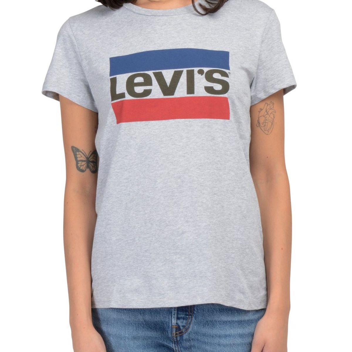 LEVIS - Polera Mujer Regular Fit Lisa con Logo Sportswear Gris Levis
