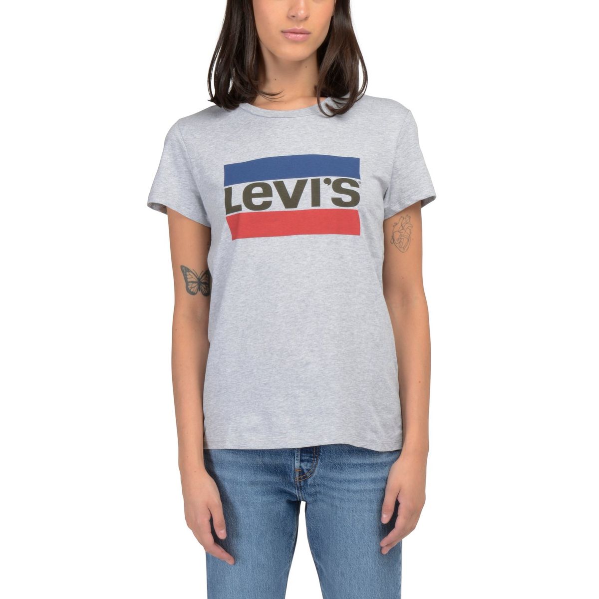 LEVIS - Polera Mujer Regular Fit Lisa con Logo Sportswear Gris Levis
