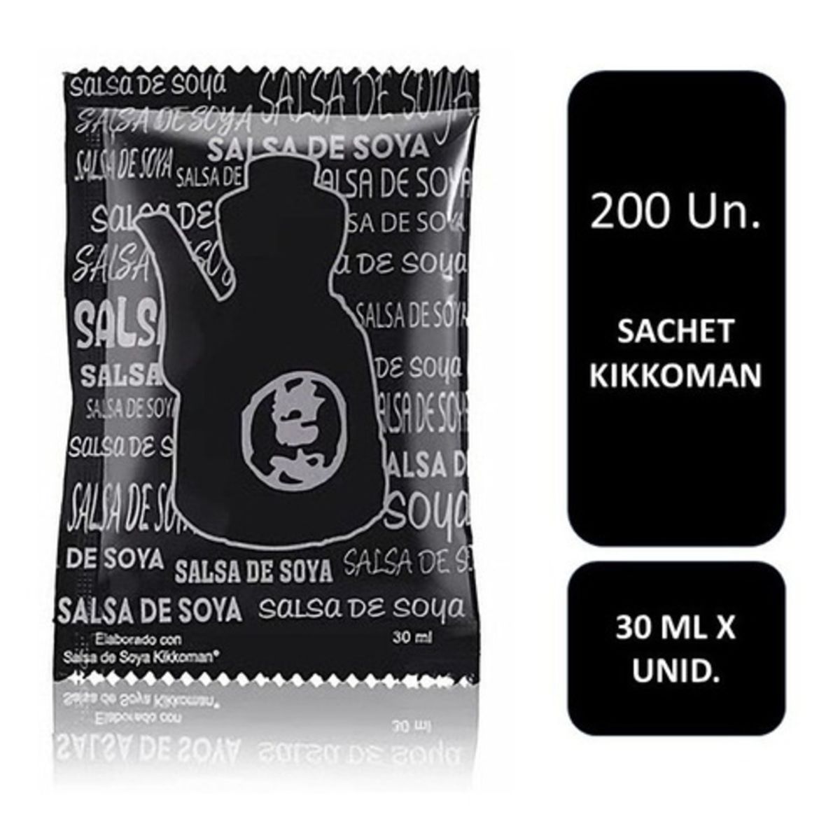 KIKKOMAN - 200 unidades sachet con Salsa Kikkoman de 30 Ml