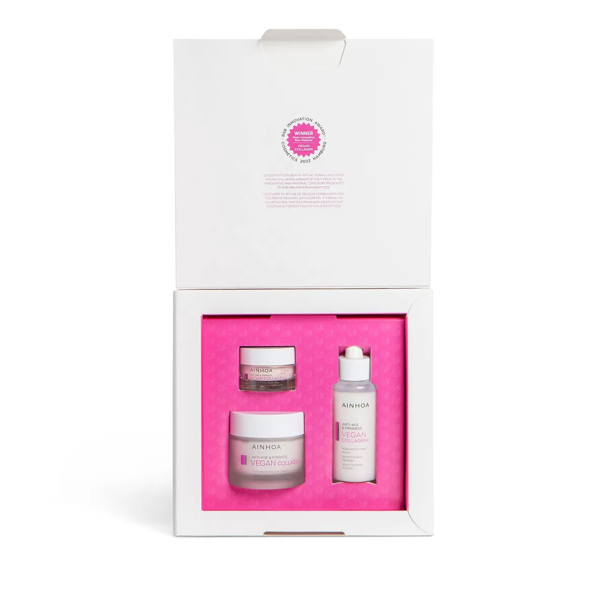 AINHOA - Set Colágeno Vegano, Crema + Serum + Mini Talla  Mascara Facial.