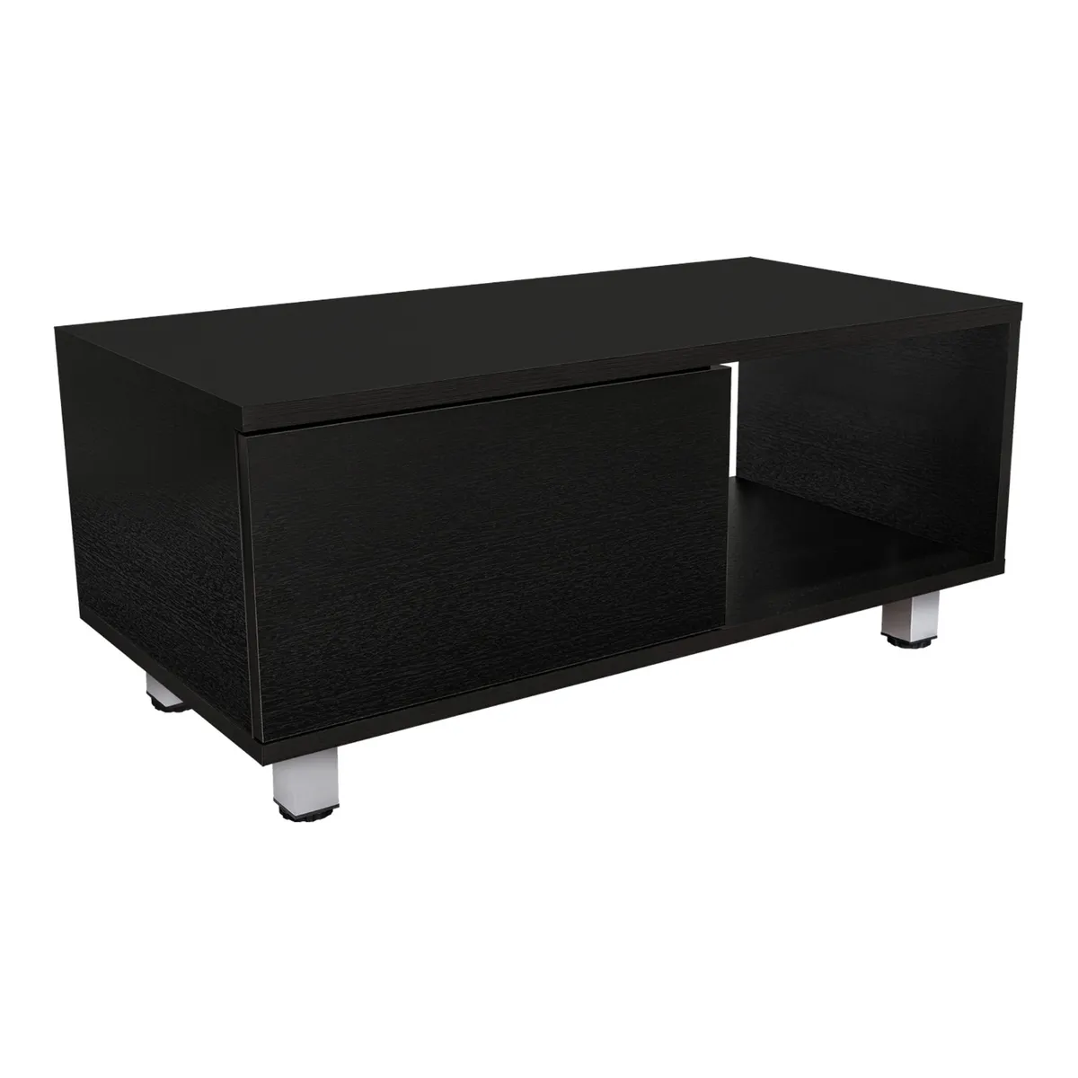 FMFURNITURE - Mesa De Centro 1 Cajon - Negro y Negro 35x80.1x40.1 cm